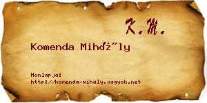 Komenda Mihály névjegykártya